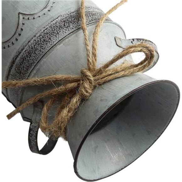 Shabby Chic Milk Can Galvanized Vase Metal Jug French Rustic Bucket Farmhouse - Picture 4 of 7